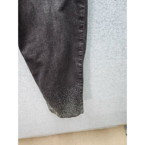 Soft Surroundings Womens Dark Gray Denim Pull-On Pants With Rhinestone Embellish - Picture 2 of 4